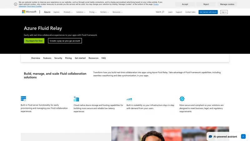 Homepage of Azure Fluid Relay