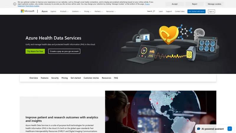 Homepage of Azure Health Data Services