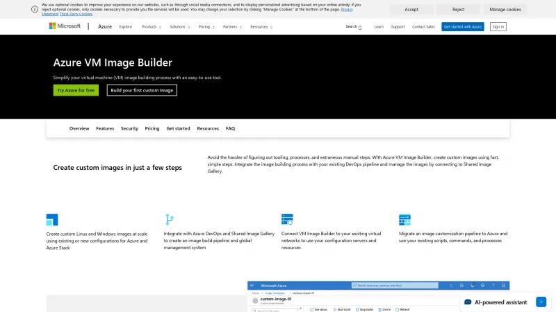 Homepage of Azure VM Image Builder