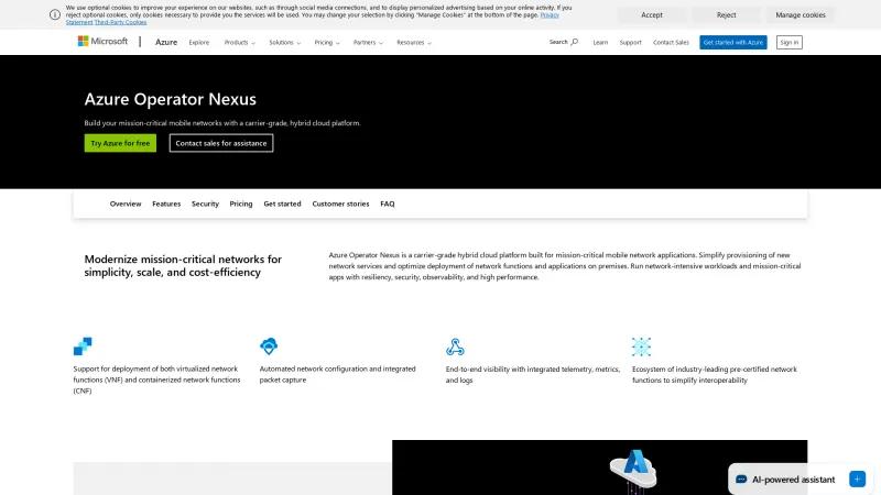 Homepage of Azure Operator Nexus