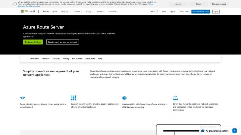 Homepage of Azure Route Server