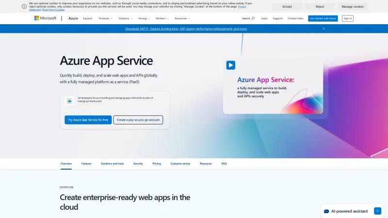 Homepage of Azure App Service