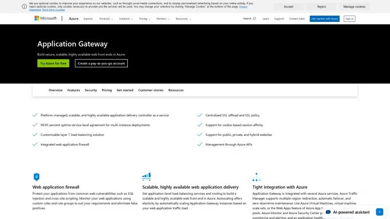 Homepage of Azure Application Gateway