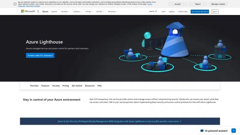 Homepage of Azure Lighthouse