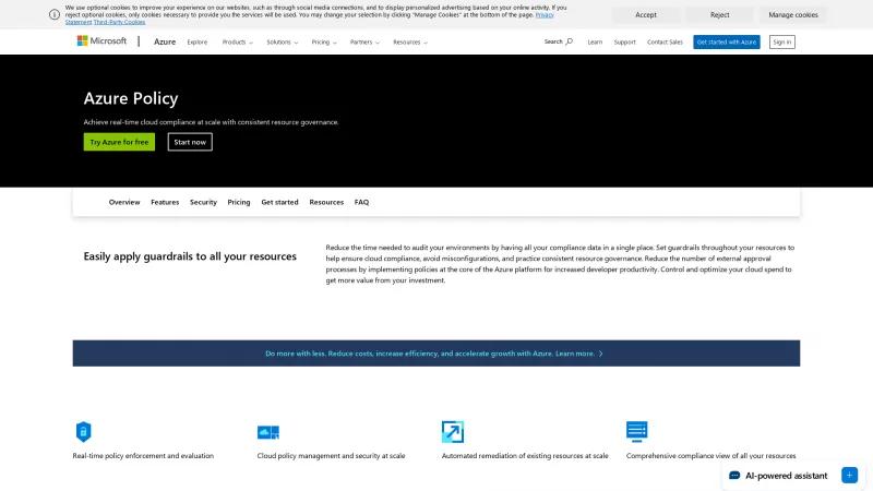 Homepage of Azure Policy