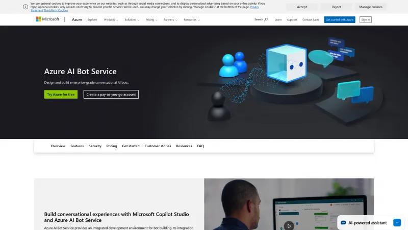 Homepage of Azure Bot Service