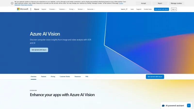 Homepage of Azure Computer Vision