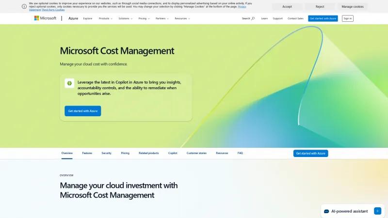 Homepage of Azure Cost Management and Billing