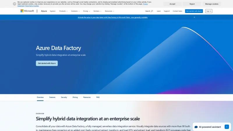 Homepage of Azure Data Factory