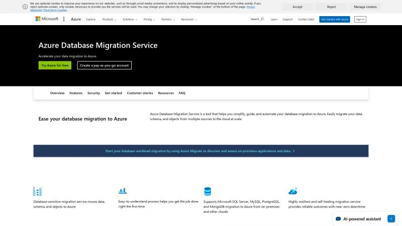 Homepage of Azure Database Migration Service