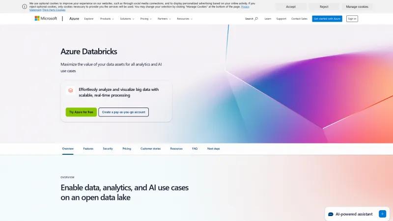 Homepage of Azure Databricks