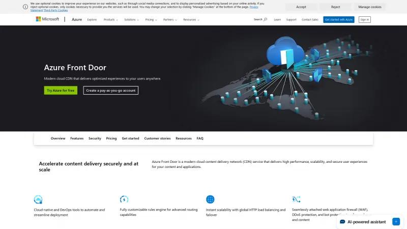 Homepage of Azure Front Door