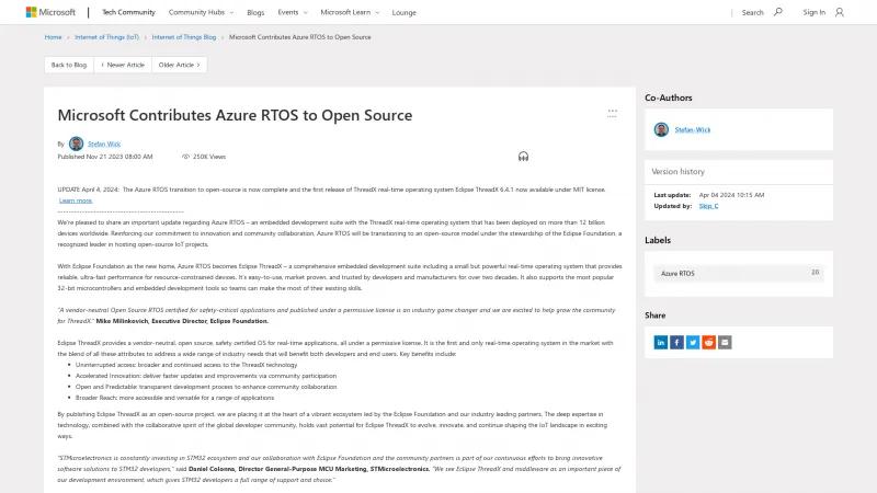 Homepage of Azure RTOS