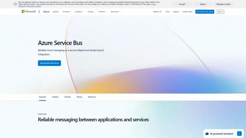 Homepage of Azure Service Bus