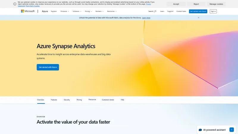 Homepage of Azure Synapse Analytics