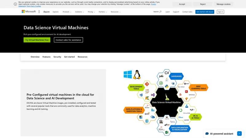 Homepage of Azure Data Science Virtual Machines