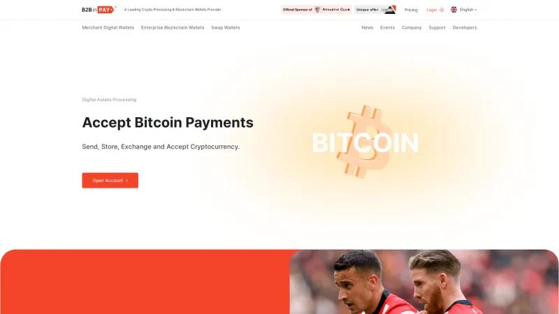 Homepage of B2BinPay