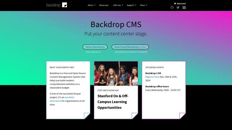 Homepage of Backdrop CMS