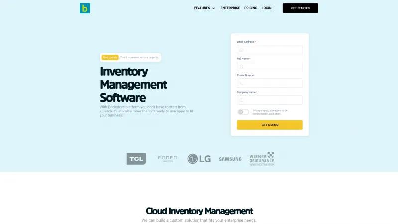 Homepage of Backstore