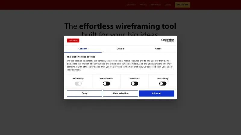 Homepage of Balsamiq Wireframes