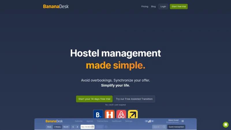 Homepage of BananaDesk