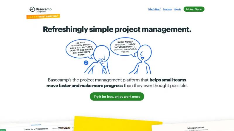 Homepage of Basecamp