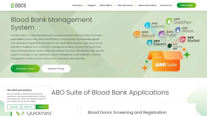 Homepage of BBCS ABO Suite