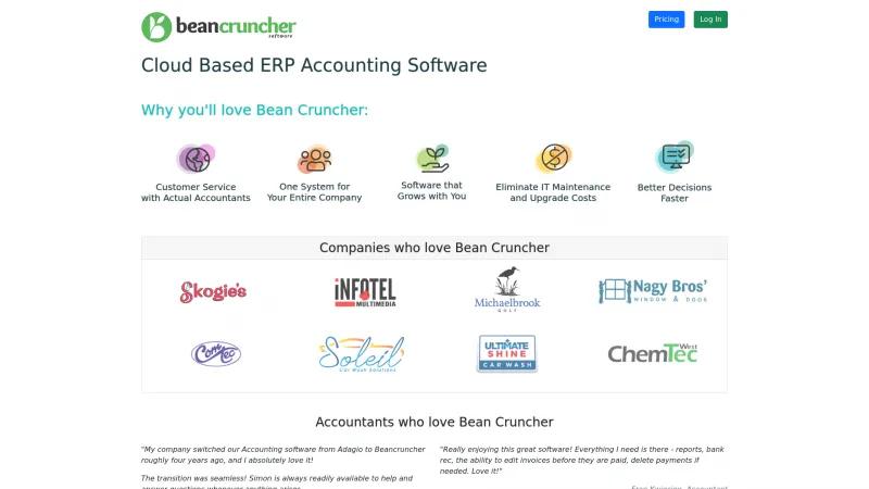 Homepage of Bean Cruncher Accounting