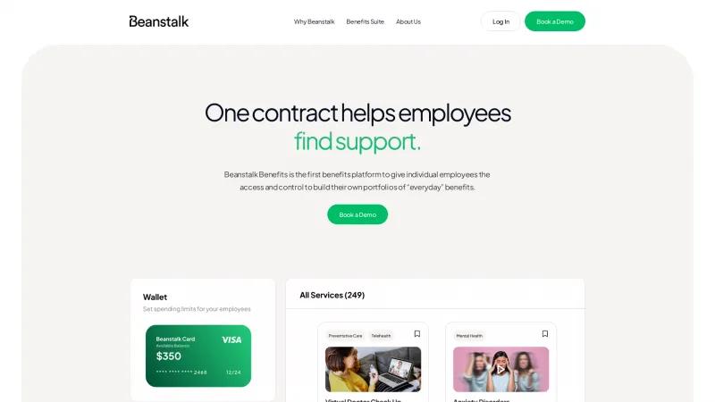 Homepage of Beanstalk Benefits