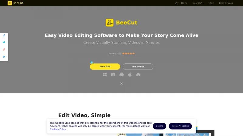 Homepage of BeeCut