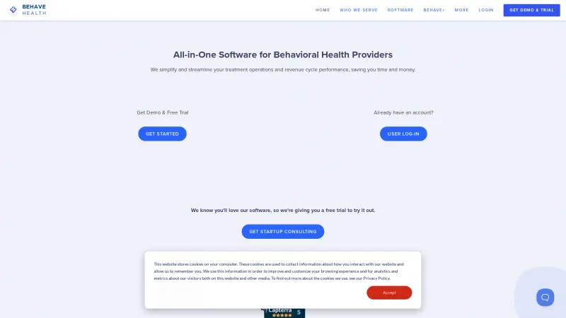 Homepage of Behave Health