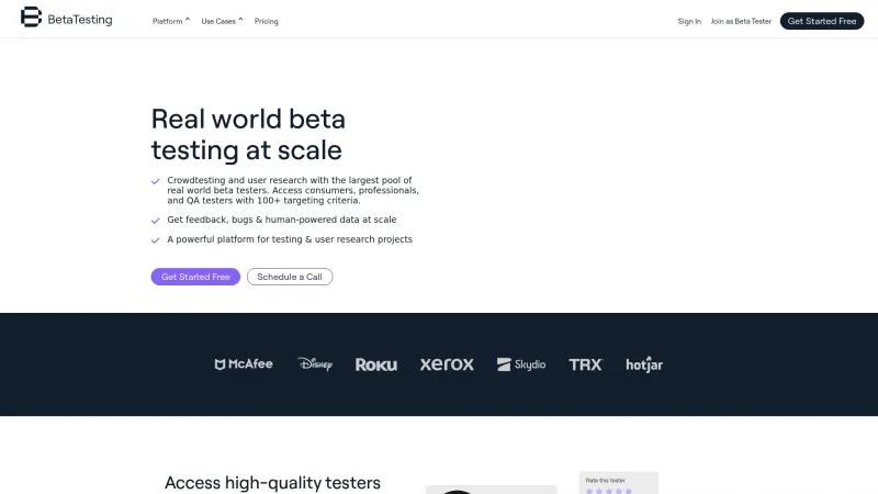 Homepage of BetaTesting