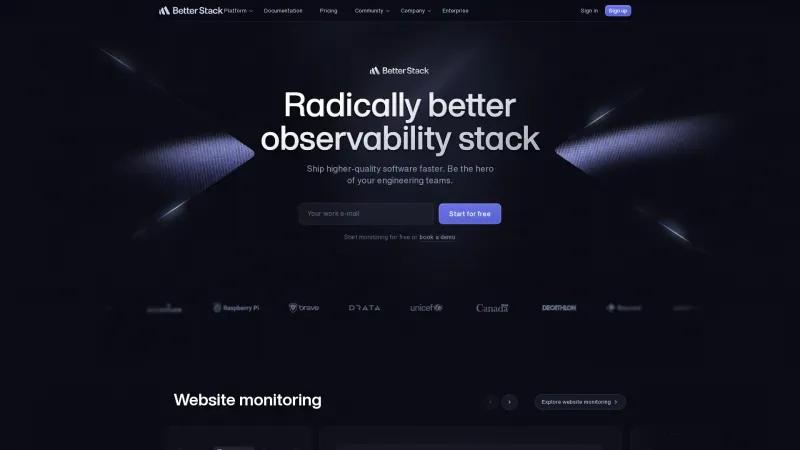 Homepage of Better Stack