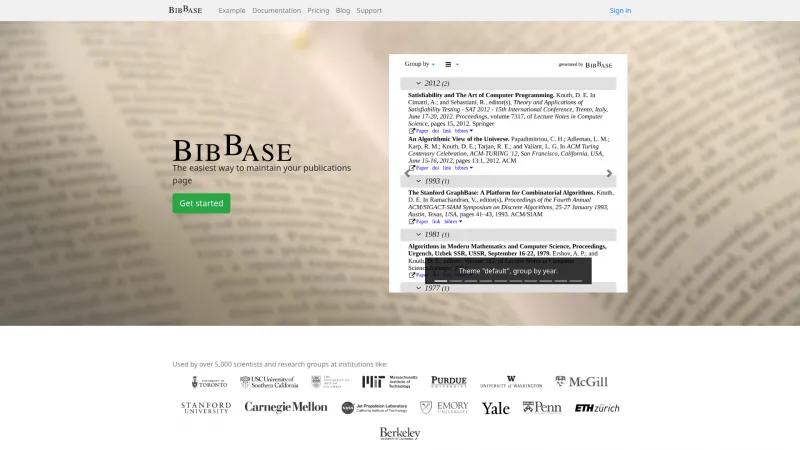 Homepage of BibBase