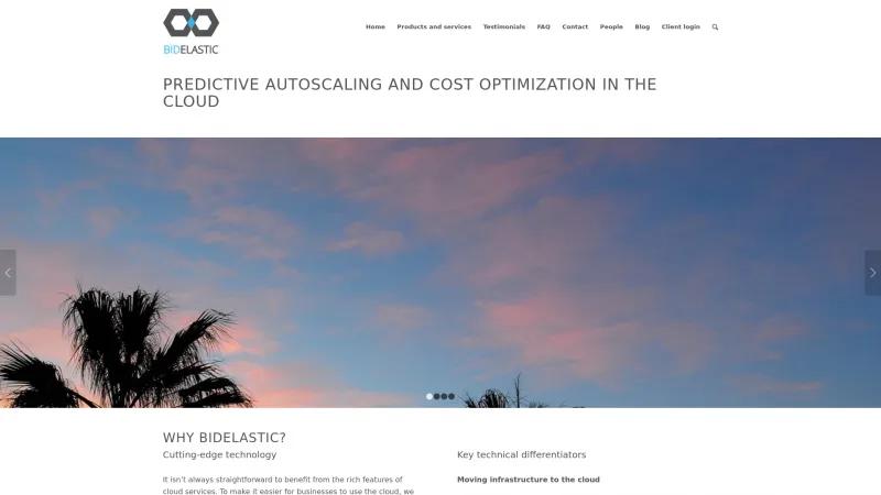 Homepage of BidElastic