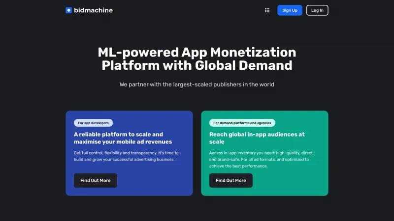 Homepage of BidMachine