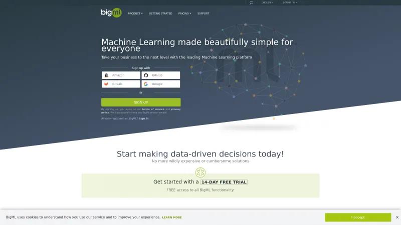 Homepage of BigML