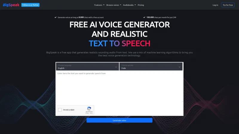 Homepage of Big Speak