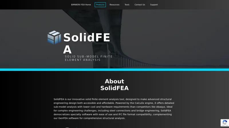 Homepage of SolidFEA