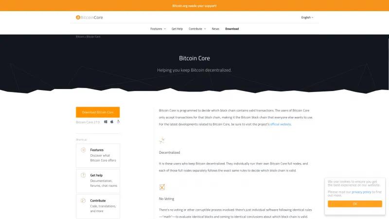 Homepage of Bitcoin Core