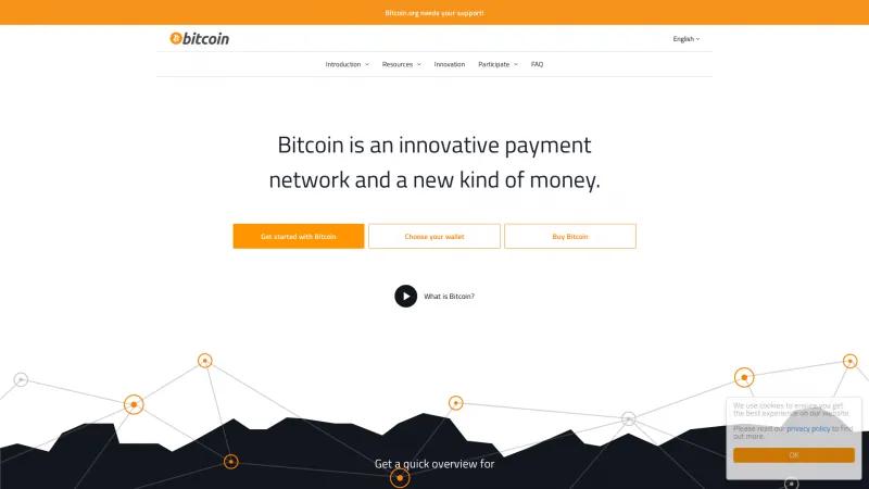 Homepage of Bitcoin