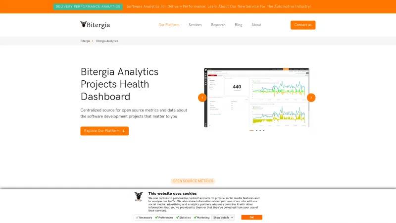 Homepage of Bitergia Analytics