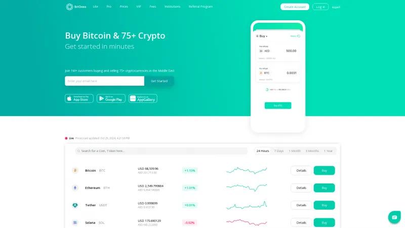 Homepage of BitOasis