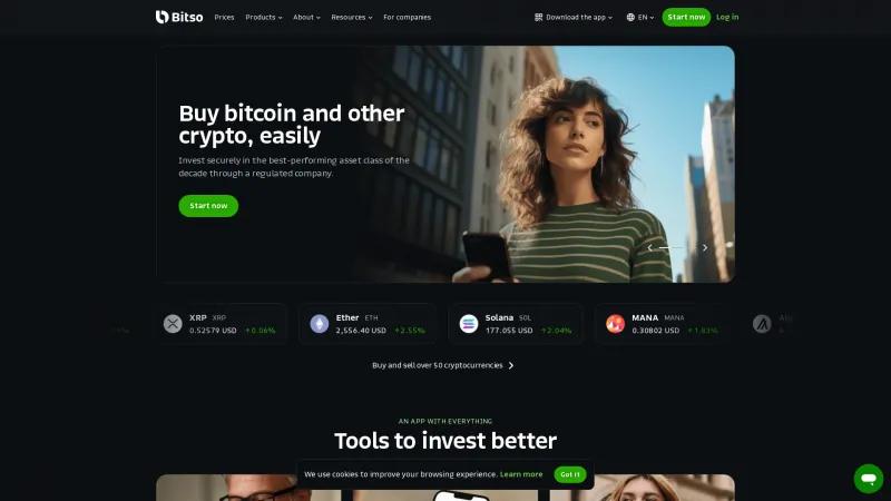 Homepage of Bitso