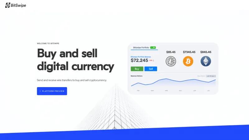 Homepage of BitSwipe