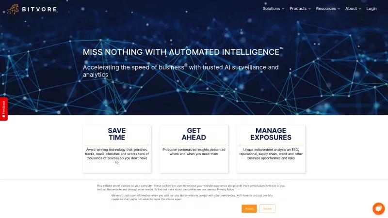 Homepage of Bitvore AI