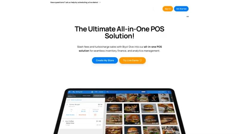 Homepage of Biyo POS