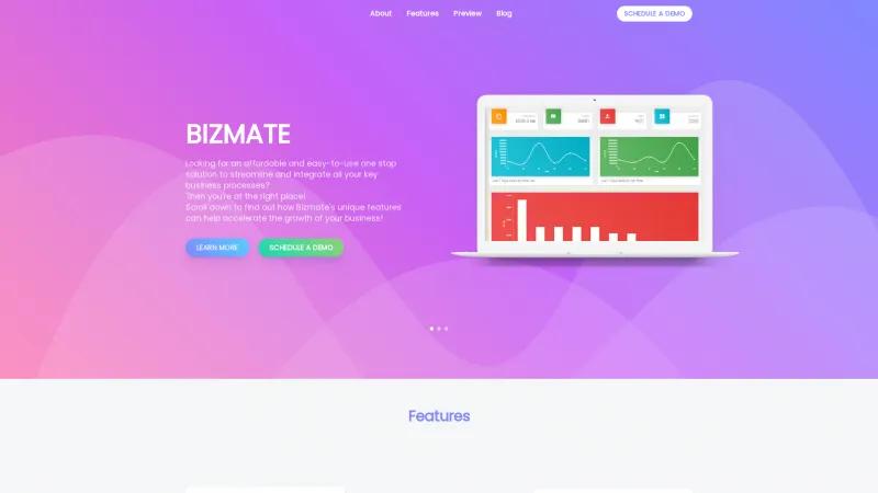 Homepage of Bizmate