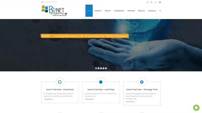 Homepage of BizNet