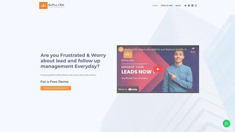 Homepage of BizPlus CRM